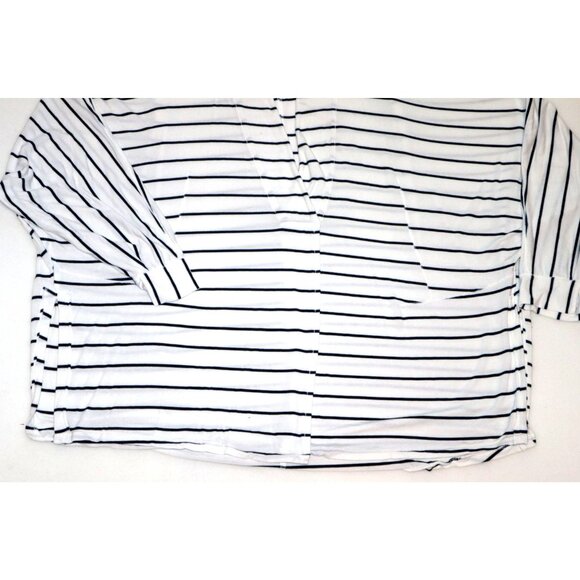 We The Free Striped Oversized Collared Top Classic Coastal Preppy Aesthetic - Picture 3 of 8